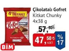 KİTKAT CHUNKY ÇİKOLATALI GOFRET 4X38 G